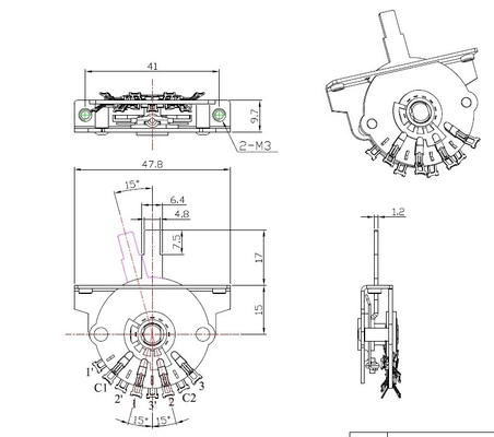 ODM Five Way Pickup Selector Switch 10mA لهجة الغيتار الكهربائي